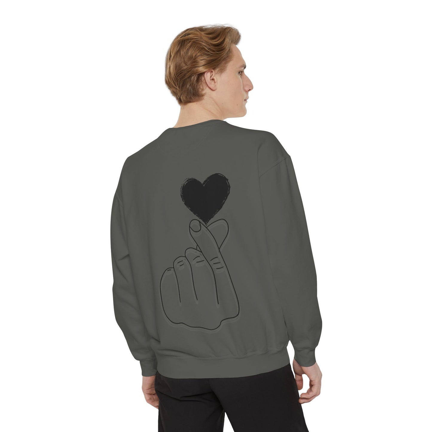 Unisex Garment-Dyed Sweatshirt with Heart Design - Cozy & Stylish
