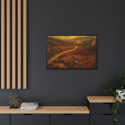 Autumn Landscape Framed Canvas Art, Cozy Home Decor, Warm Fall Vibes, Gift for Nature Lovers, Perfect for Thanksgiving - TRV