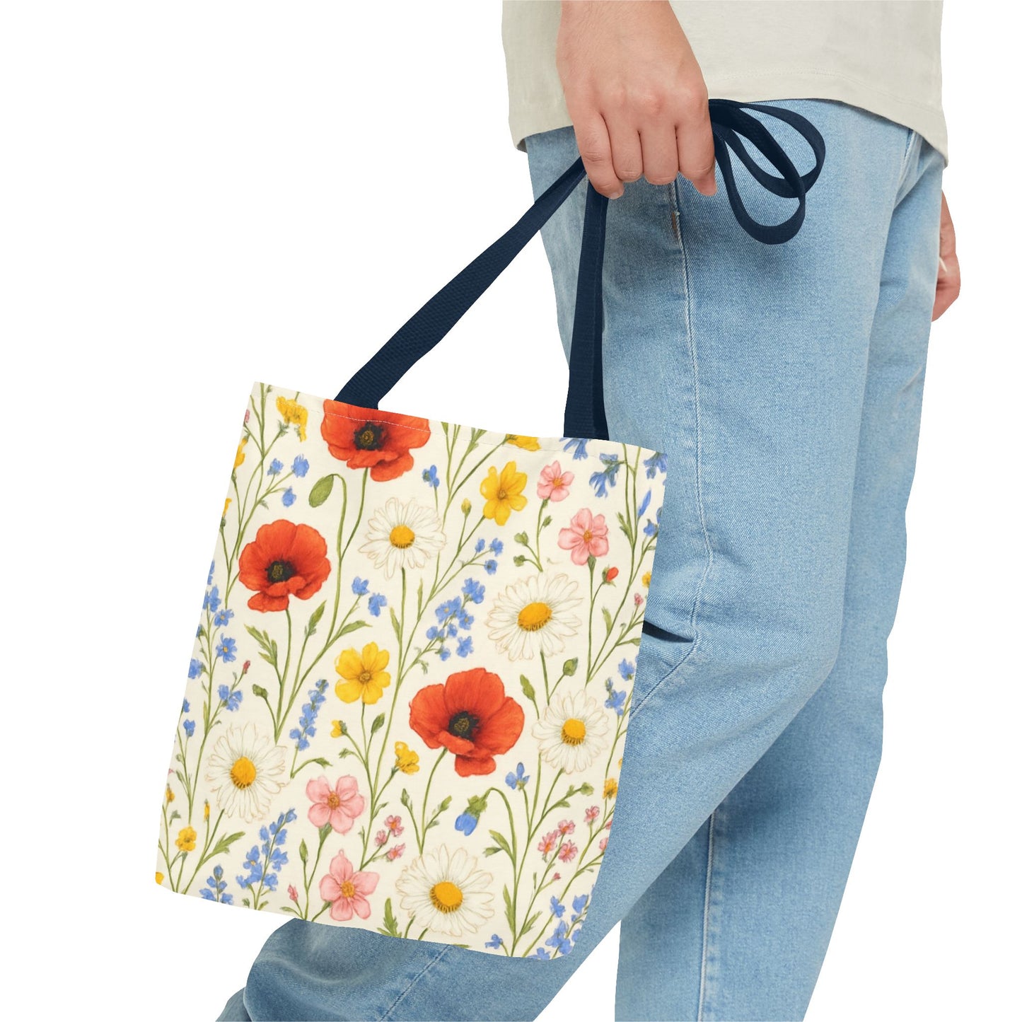 Wildflower Poppy Print Tote Bag | Floral All-Over Pattern