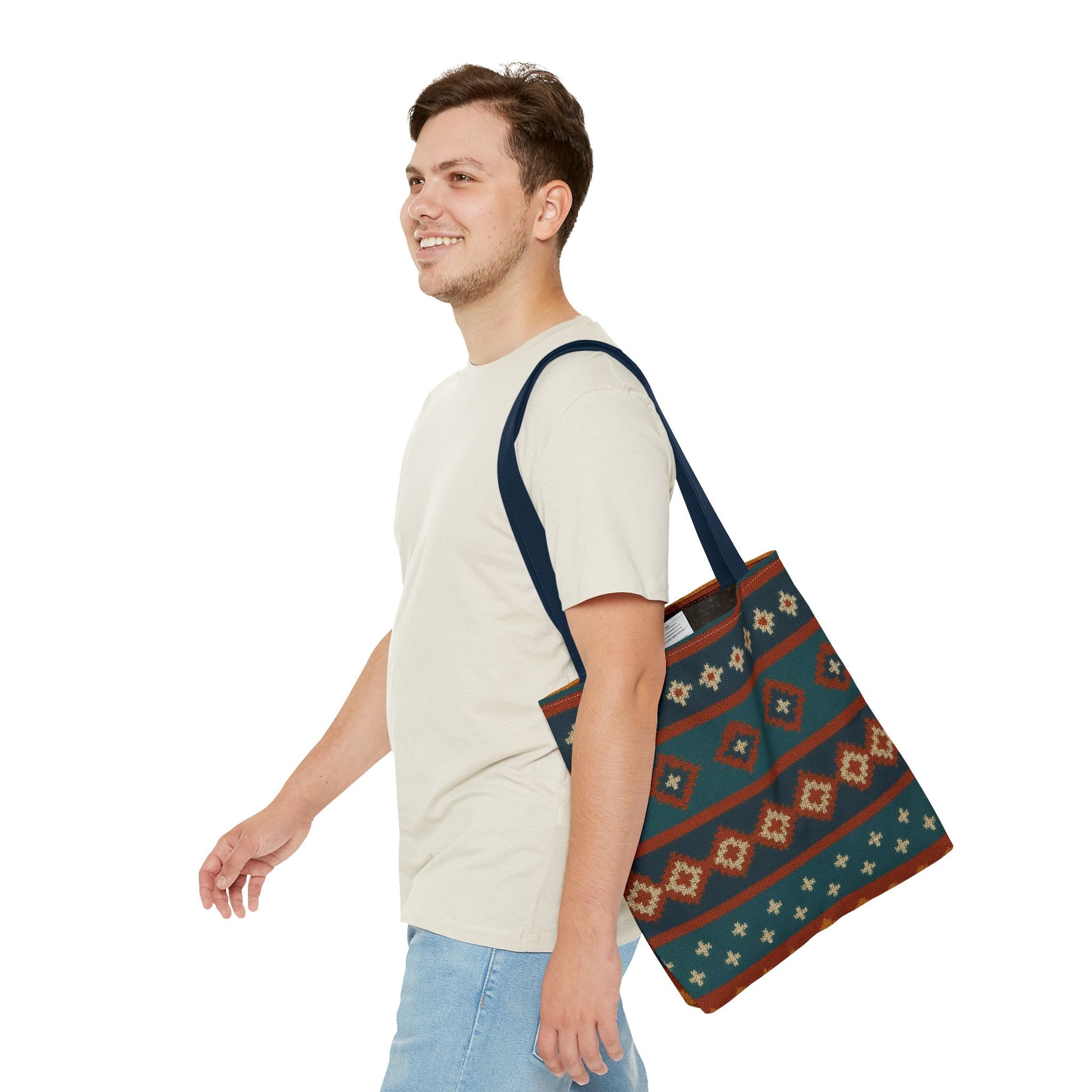 Southwestern Diamond Pattern Tote Bag | Aztec Tribal Geometric Print - TRV