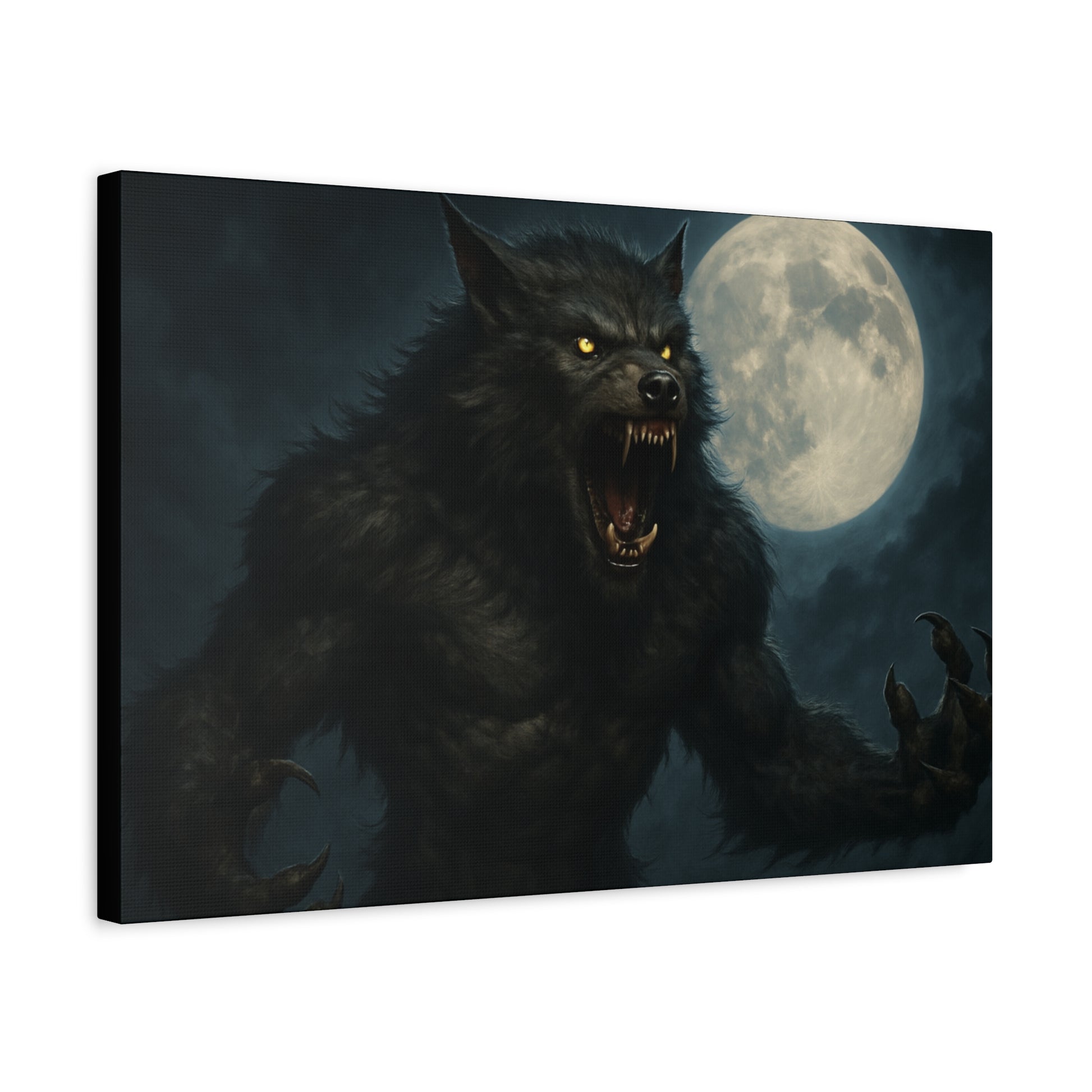 Werewolf Moon Canvas Art | Dark Fantasy Decor for Halloween, Gothic Home, Werewolf Lover Gift, Unique Wall Art, Spooky Decor - TRV