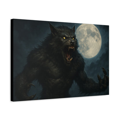Werewolf Moon Canvas Art | Dark Fantasy Decor for Halloween, Gothic Home, Werewolf Lover Gift, Unique Wall Art, Spooky Decor - TRV