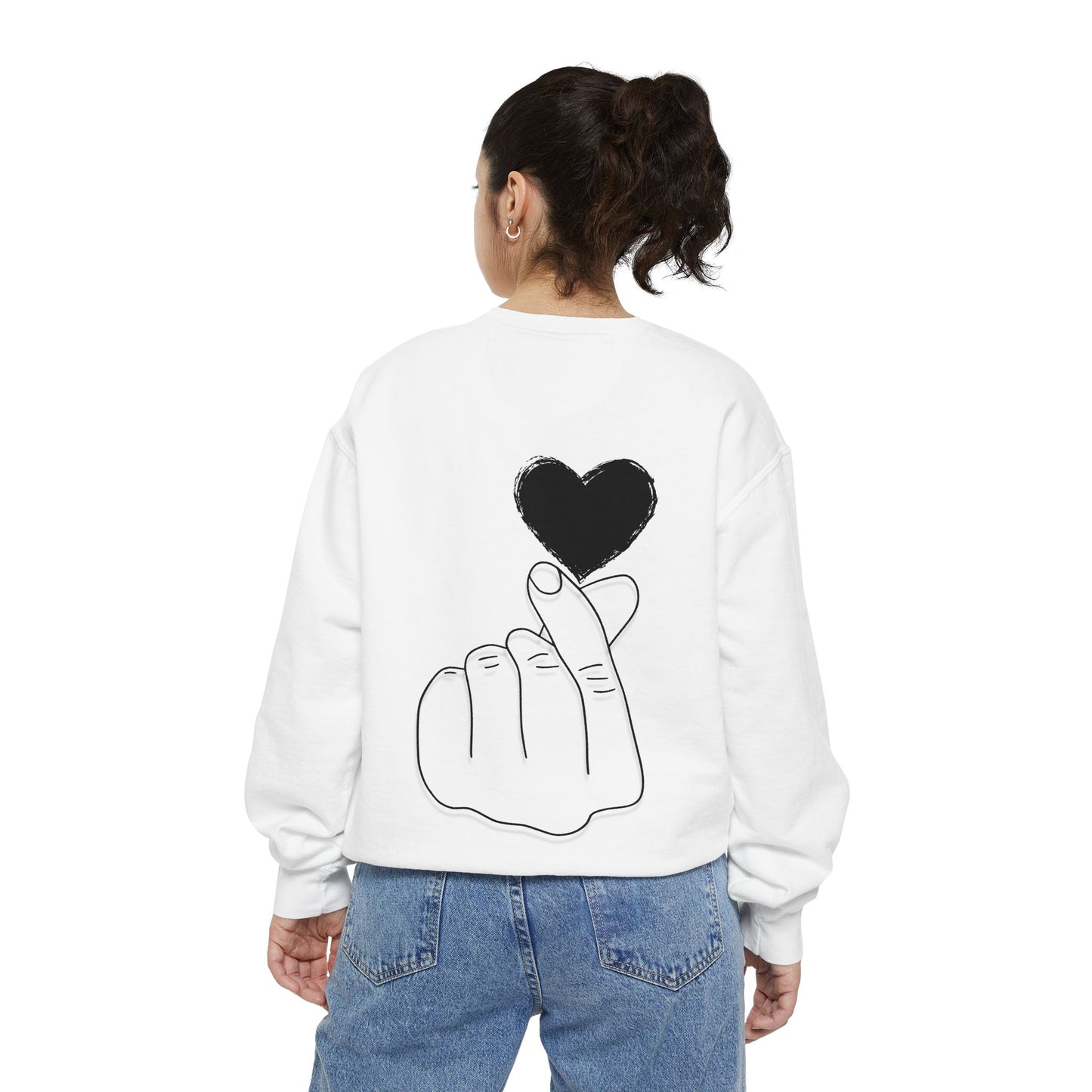 Unisex Garment-Dyed Sweatshirt with Heart Design - Cozy & Stylish