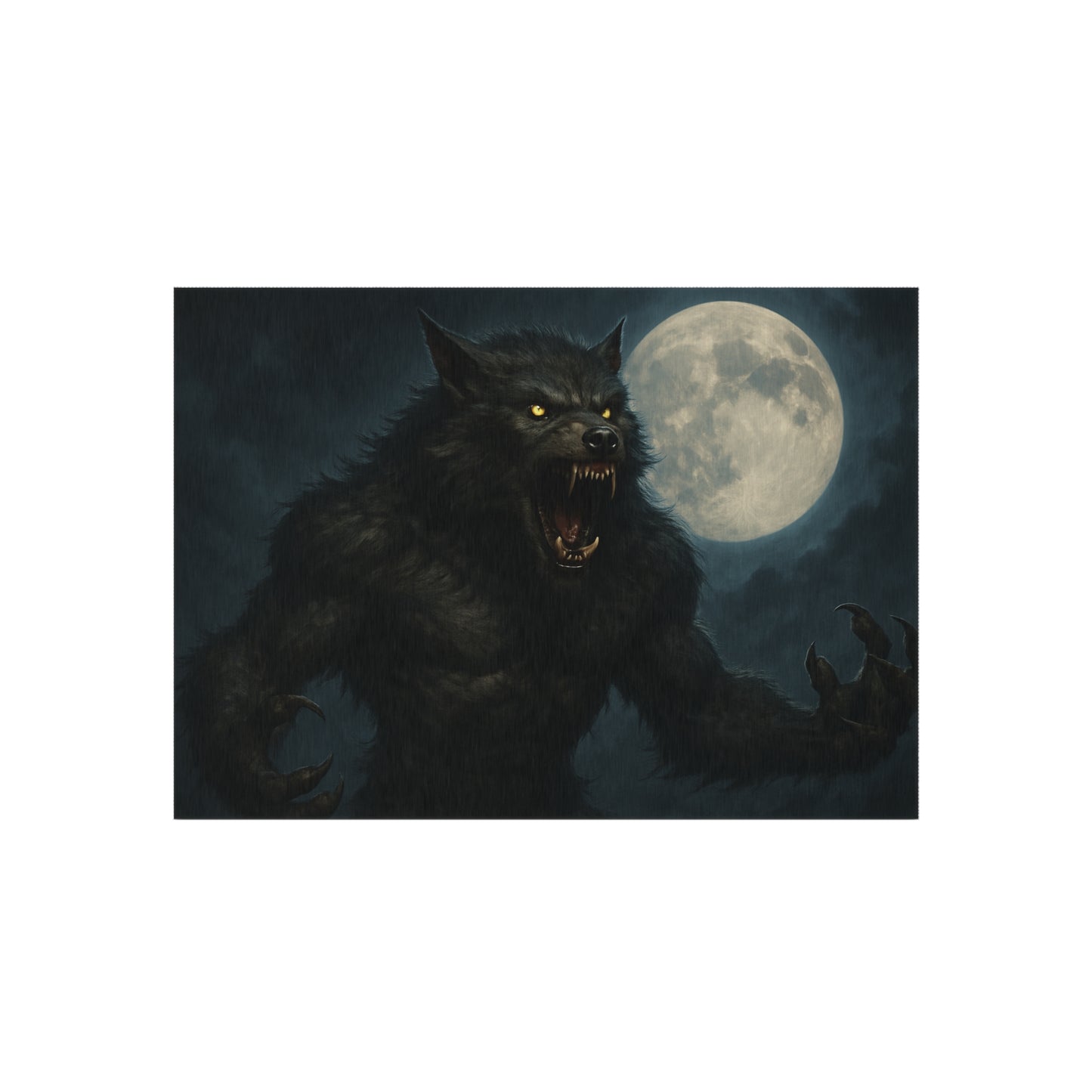 Werewolf Moon Outdoor Rug — Spooky Full Moon Horror Patio Mat
