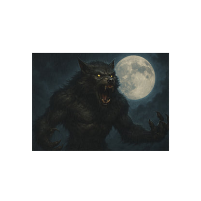 Werewolf Moon Outdoor Rug — Spooky Full Moon Werewolf Patio Mat