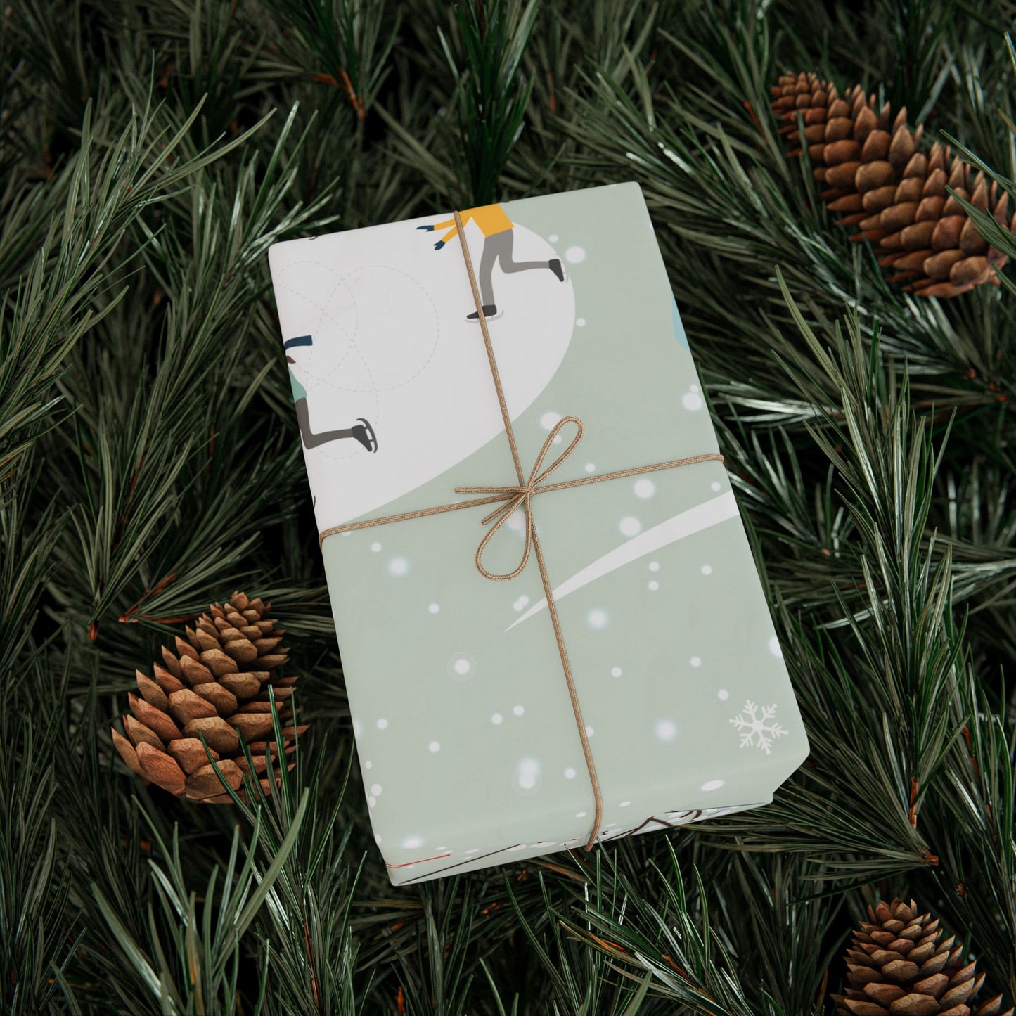 Winter Village Pattern Wrapping Paper | Holiday Snow Scene Roll