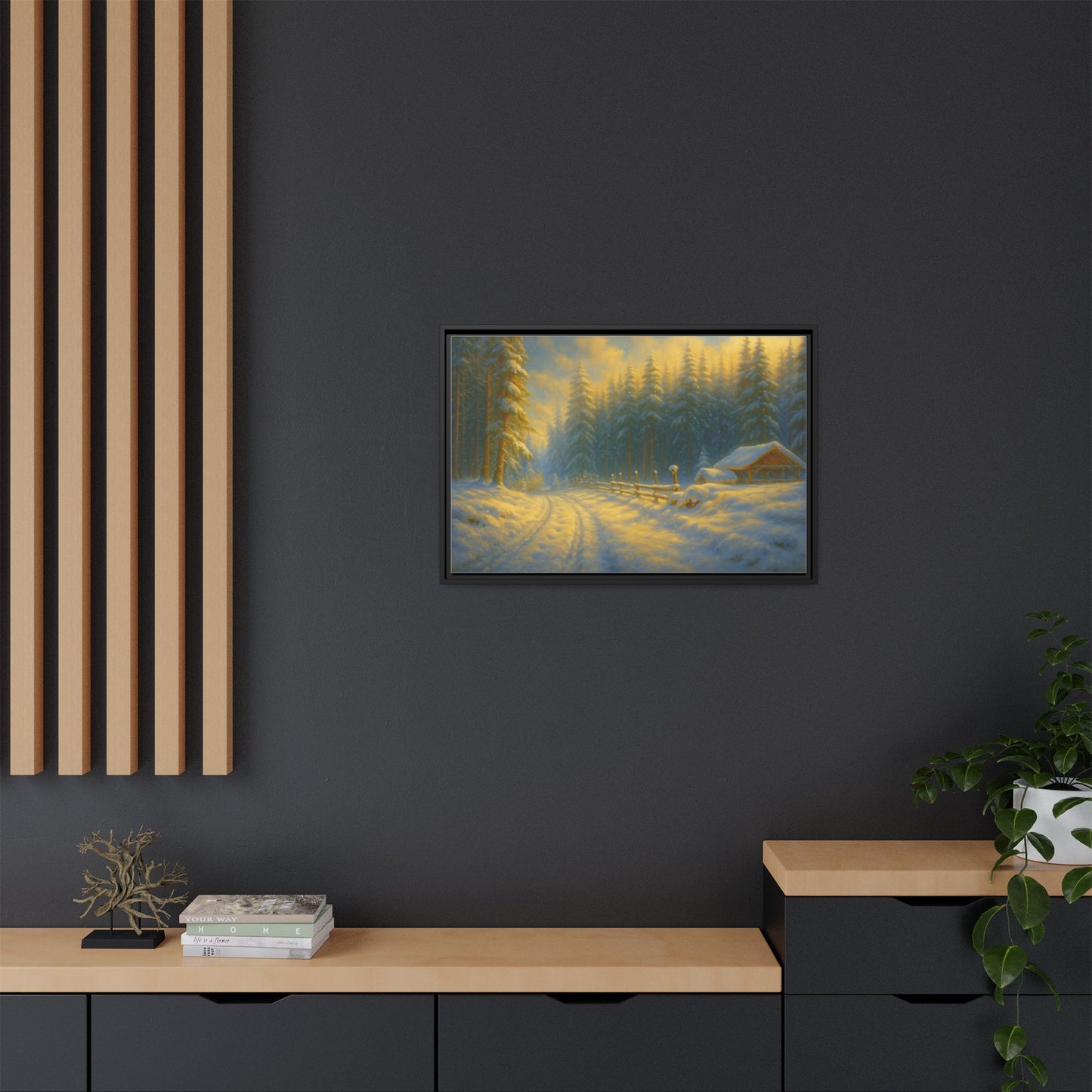 Wall Art Print, Winter Cabin Decor, Nature Scene, Holiday Gift, Cabin Vibes, Christmas Decoration, Matte Canvas, Framed - TRV