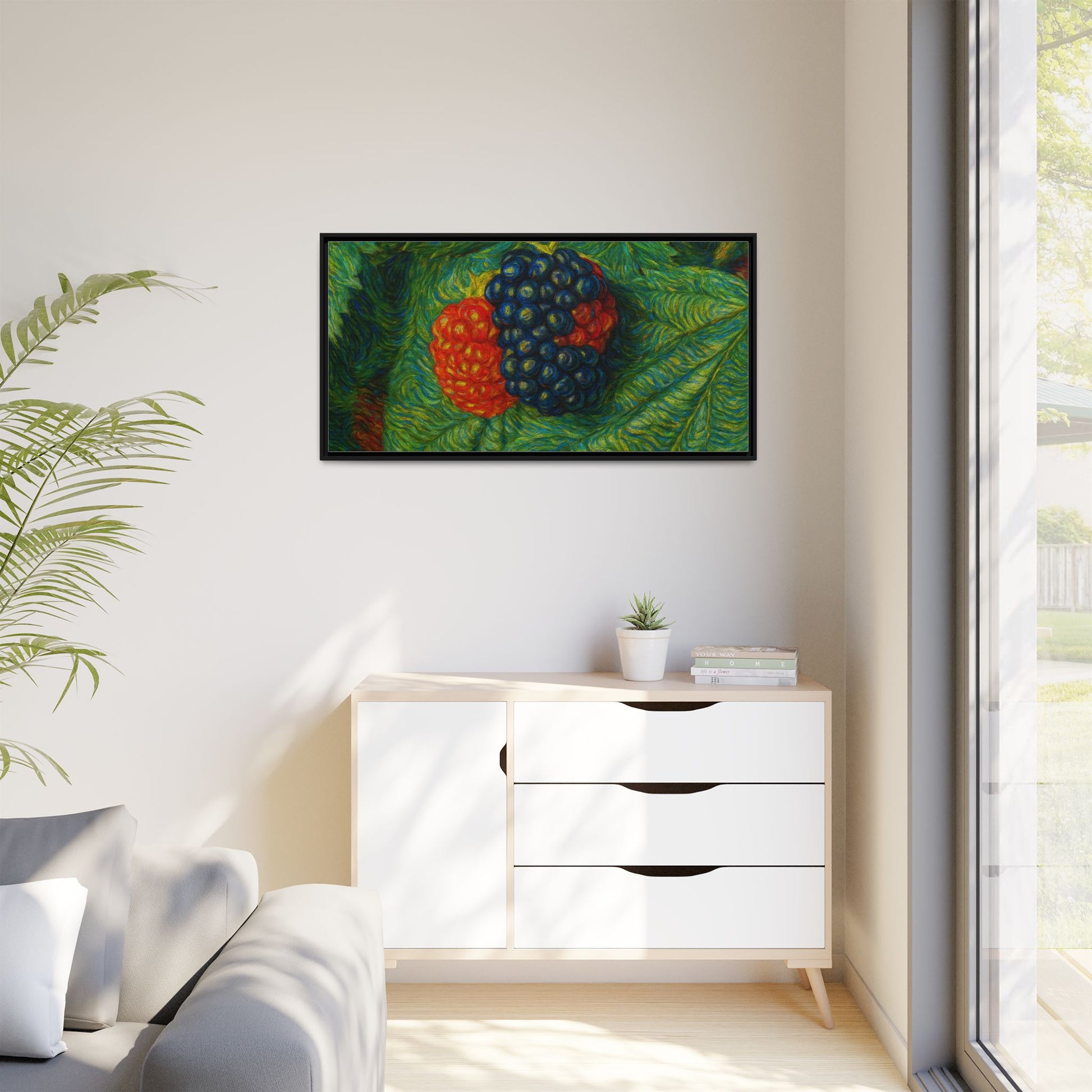 Van Gogh Style Blackberry Canvas Art, Framed Wall Decor, Botanical Print, Summer Home Decor, Gift for Garden Lovers - TRV