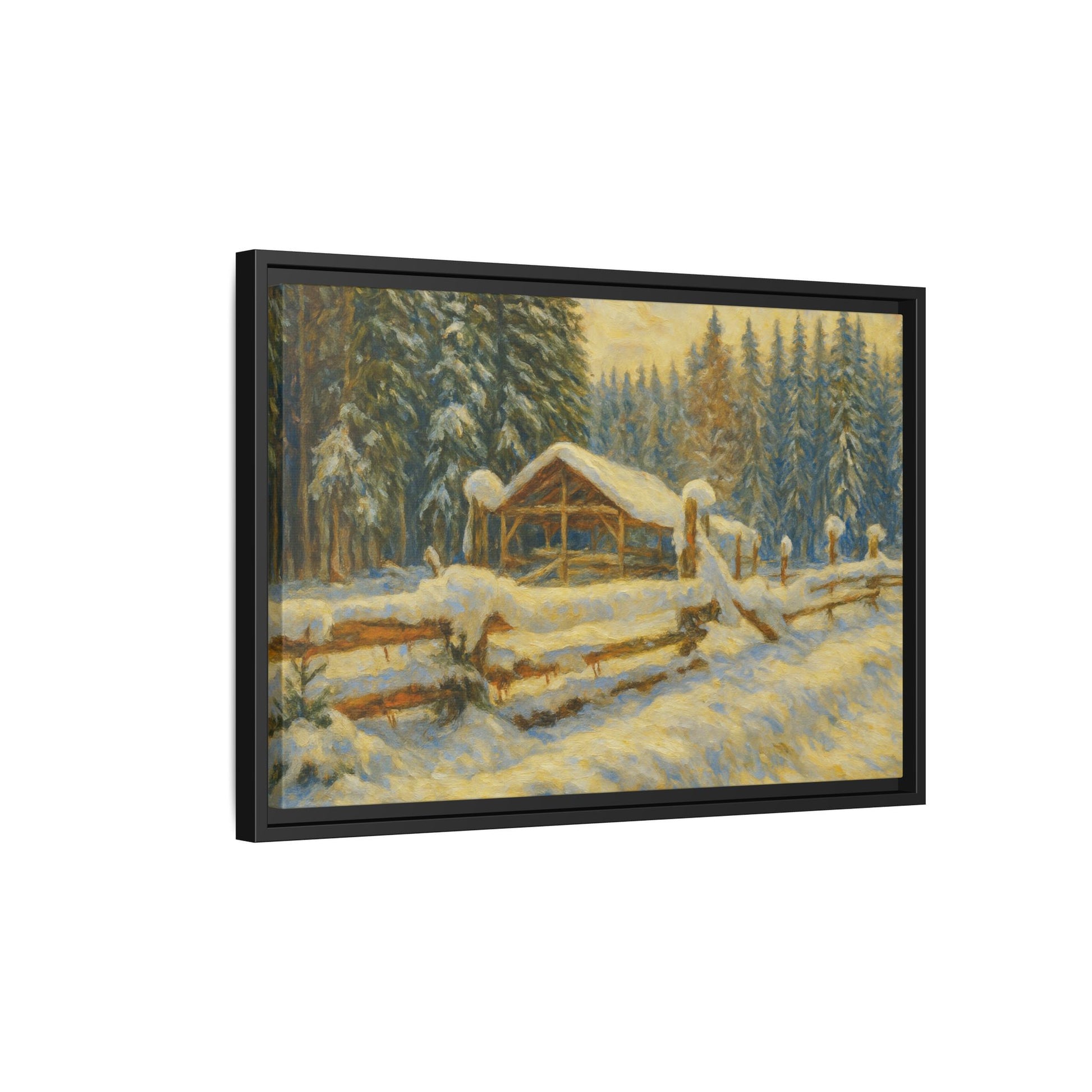 Winter Landscape Framed Canvas Art | Cozy Home Decor | Wall Art for Living Room, Bedroom, Holiday Gift, Rustic Vibes, Art Print - TRV