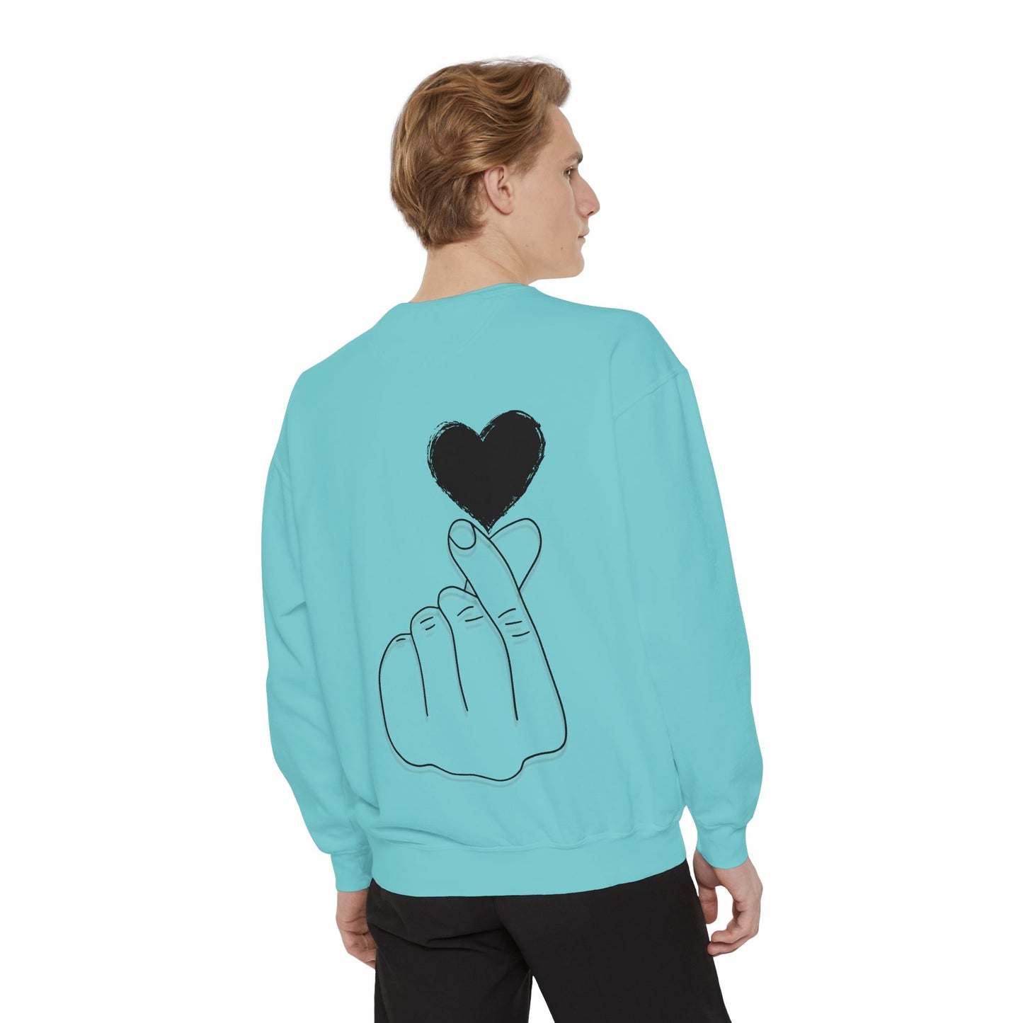 Unisex Garment-Dyed Sweatshirt with Heart Design - Cozy & Stylish