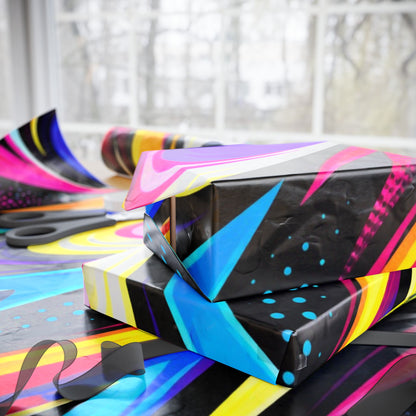 Vibrant Rainbow Swirl Wrapping Paper Roll — Abstract Colorful Gift Wrap