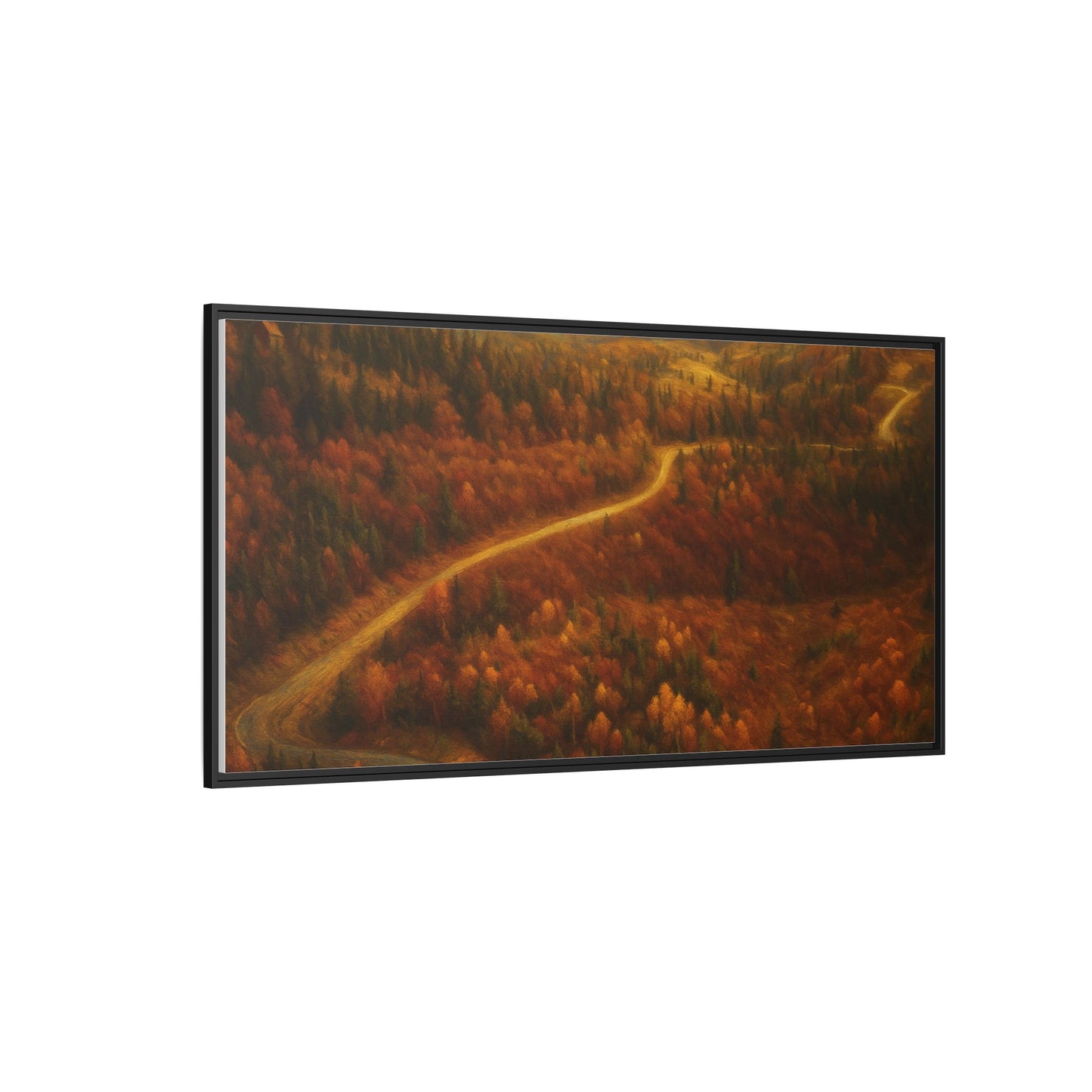 Autumn Landscape Framed Canvas Art, Cozy Home Decor, Warm Fall Vibes, Gift for Nature Lovers, Perfect for Thanksgiving - TRV