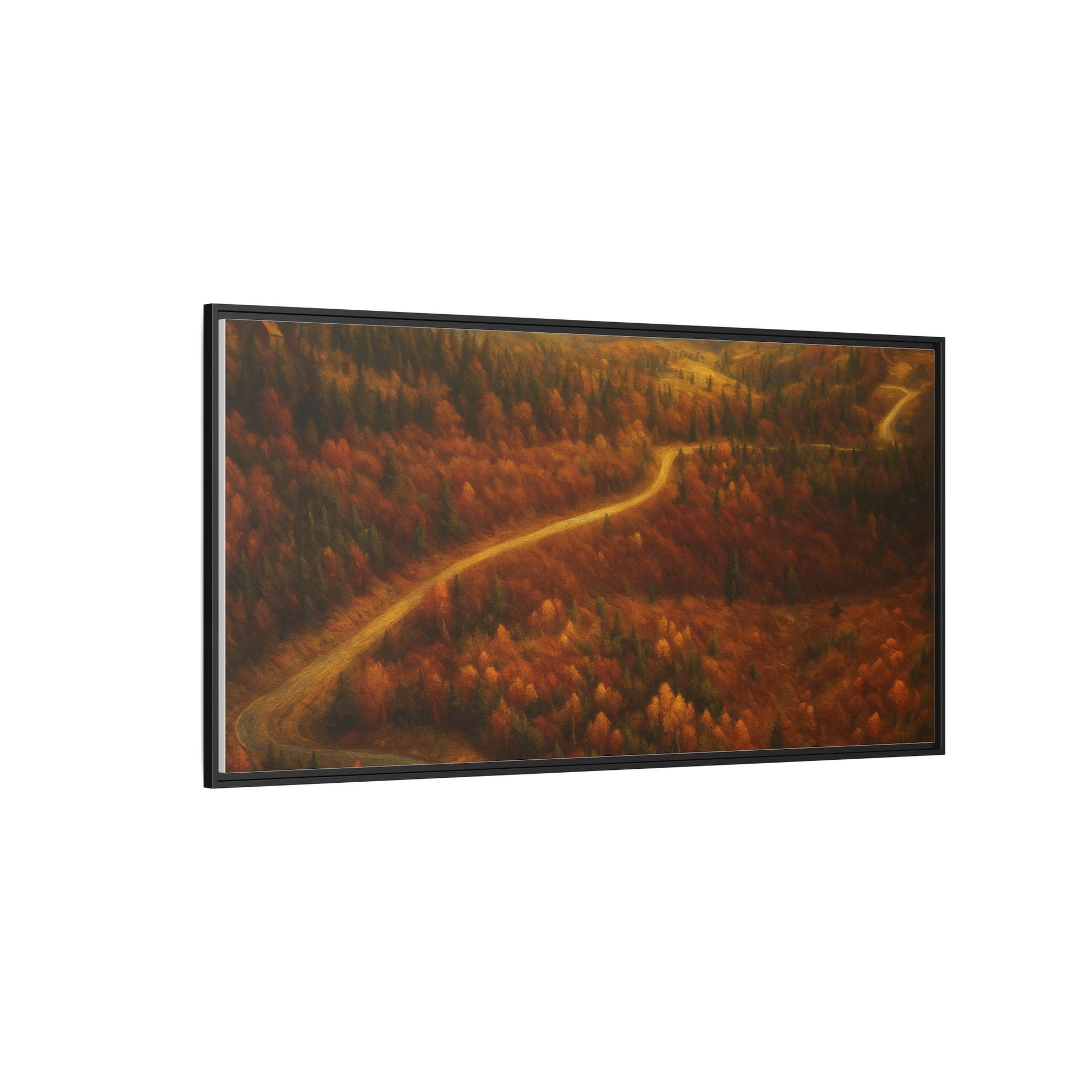 Autumn Landscape Framed Canvas Art, Cozy Home Decor, Warm Fall Vibes, Gift for Nature Lovers, Perfect for Thanksgiving - TRV
