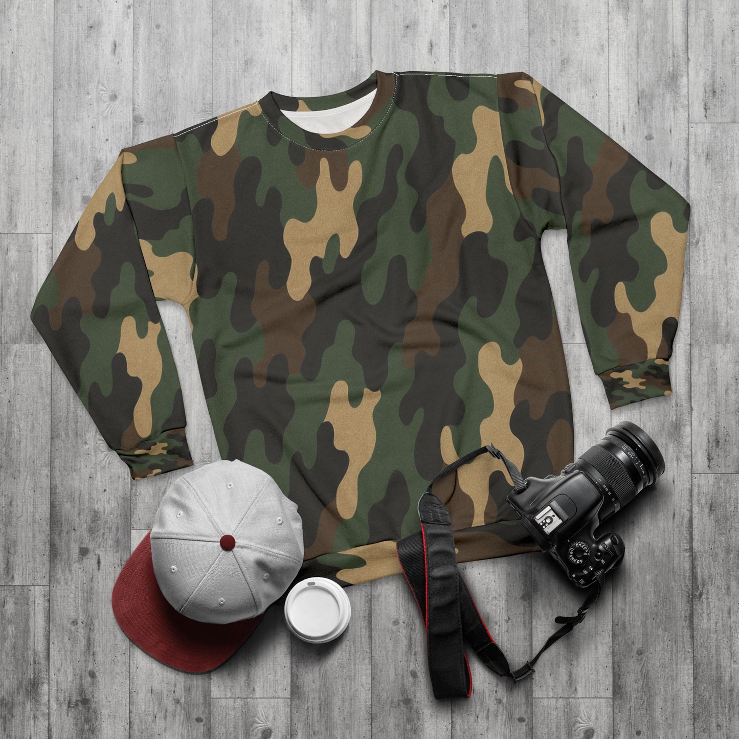 Stylish Camo Unisex Sweatshirt, Cozy Sweatshirt, Trendy Apparel for Outdoor Lovers, Perfect Gift for Adventurers, Versatile Casual Wear - TRV