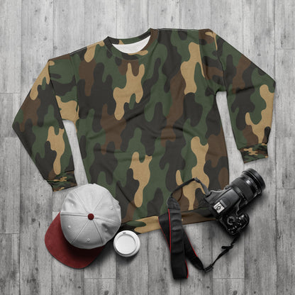 Stylish Camo Unisex Sweatshirt, Cozy Sweatshirt, Trendy Apparel for Outdoor Lovers, Perfect Gift for Adventurers, Versatile Casual Wear - TRV