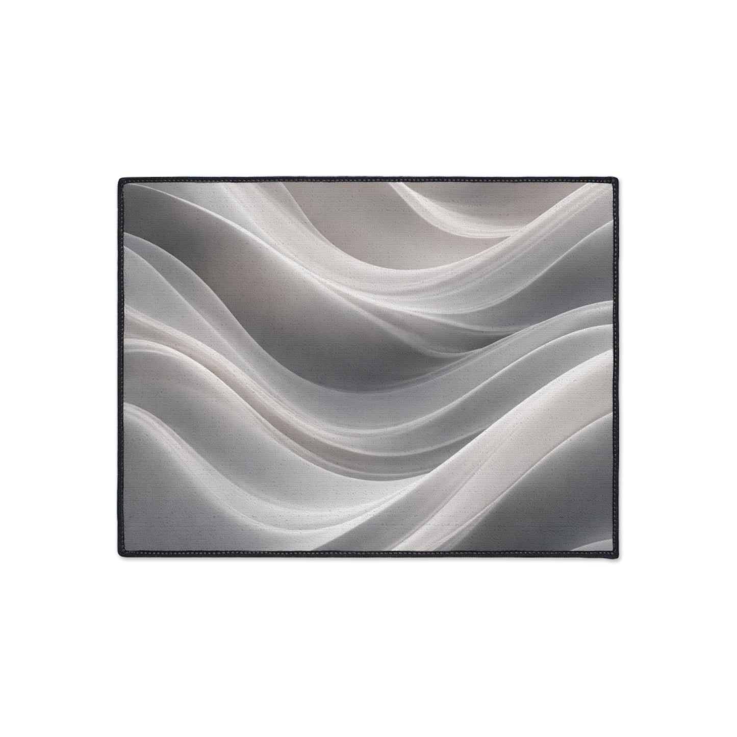 Abstract gray wave floor mat by Printify, modern entryway rug with a non-slip backing, perfect for stylish home decor.