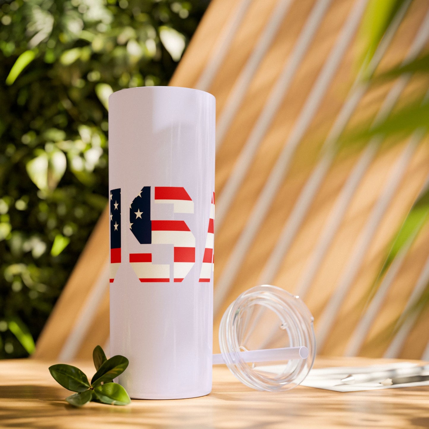Skinny Tumbler — USA Flag 20oz Straw Tumbler (Patriotic Travel Cup)