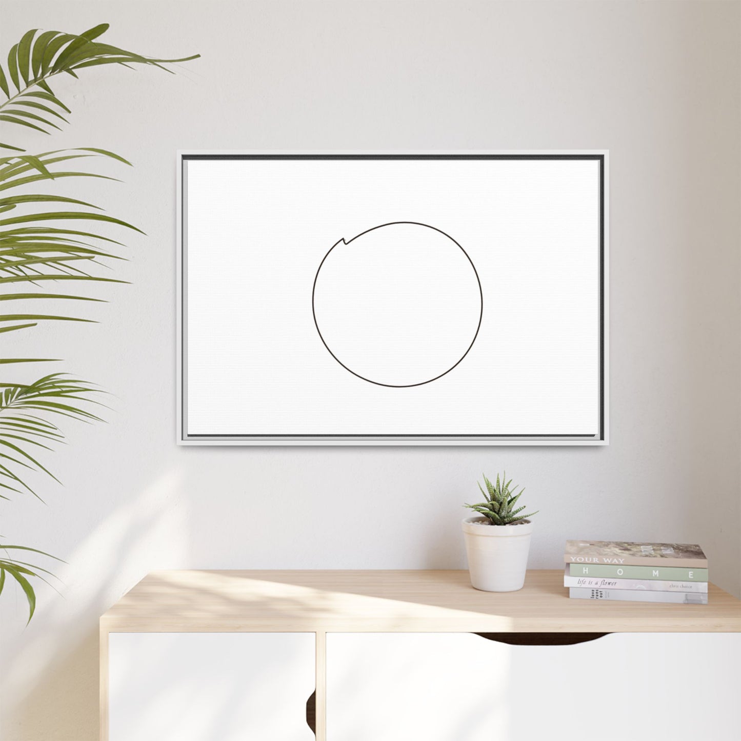 Minimal Circle Line Matte Canvas Framed | Modern Abstract Wall Art
