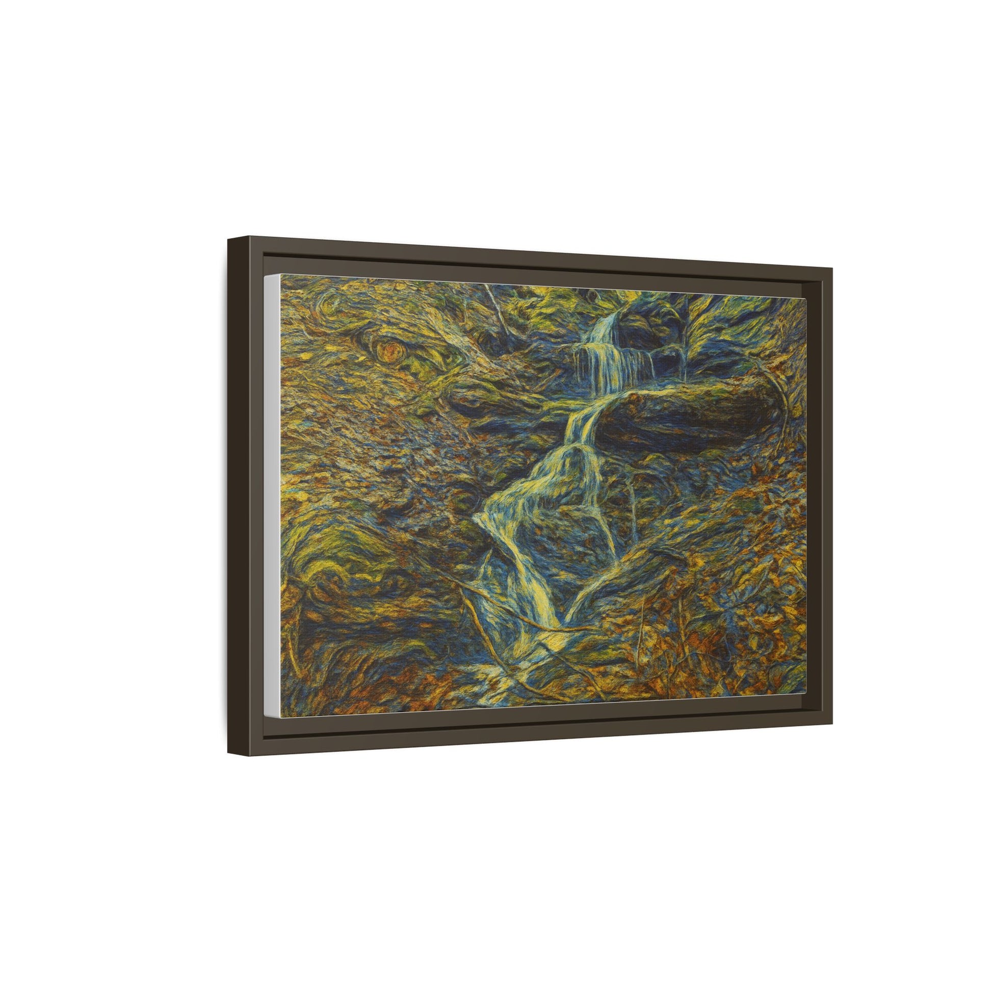 Van Gogh Style Framed Matte Canvas Art Print - Nature-Inspired Wall Decor, Abstract Waterfall Artwork, Home Office Decoration - TRV