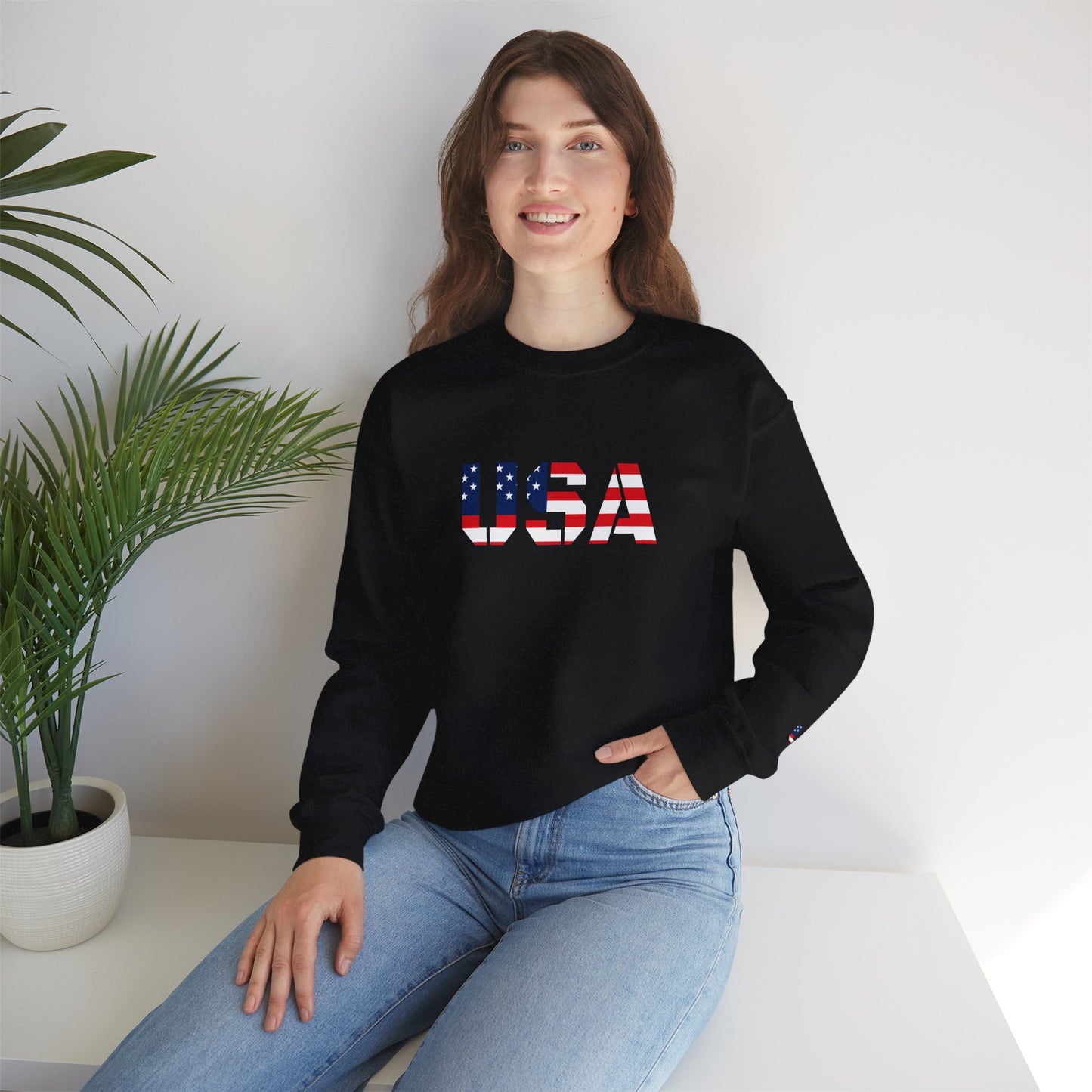 USA Flag Unisex Crewneck Sweatshirt, Cozy Apparel, Casual Wear, Independence Day Gift, Americana Style