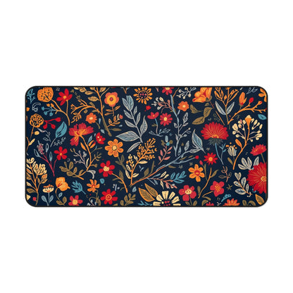 Autumn Floral Pattern Desk Mat | Fall Flowers Mouse Pad - TRV