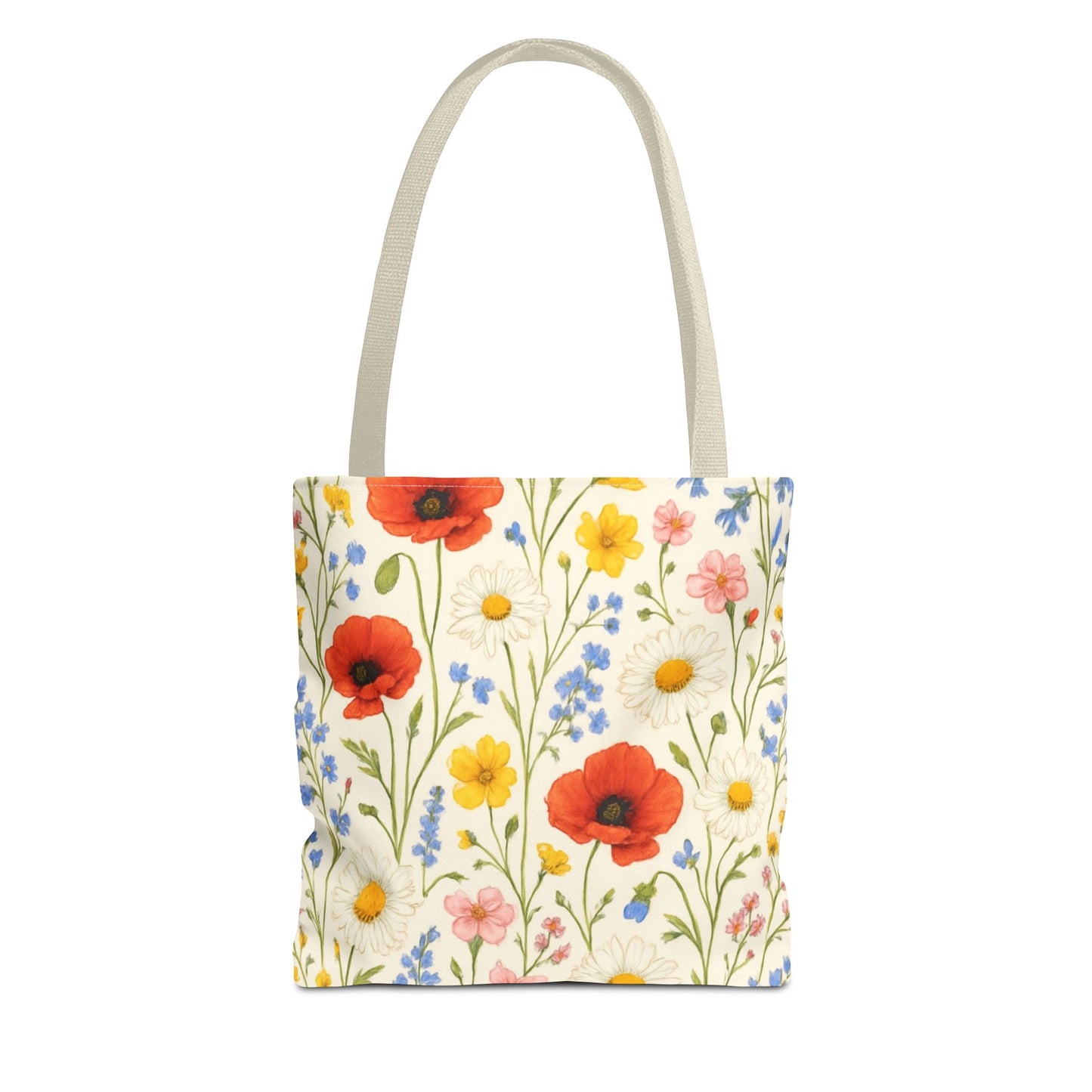 Wildflower Poppy Print Tote Bag | Floral All-Over Pattern