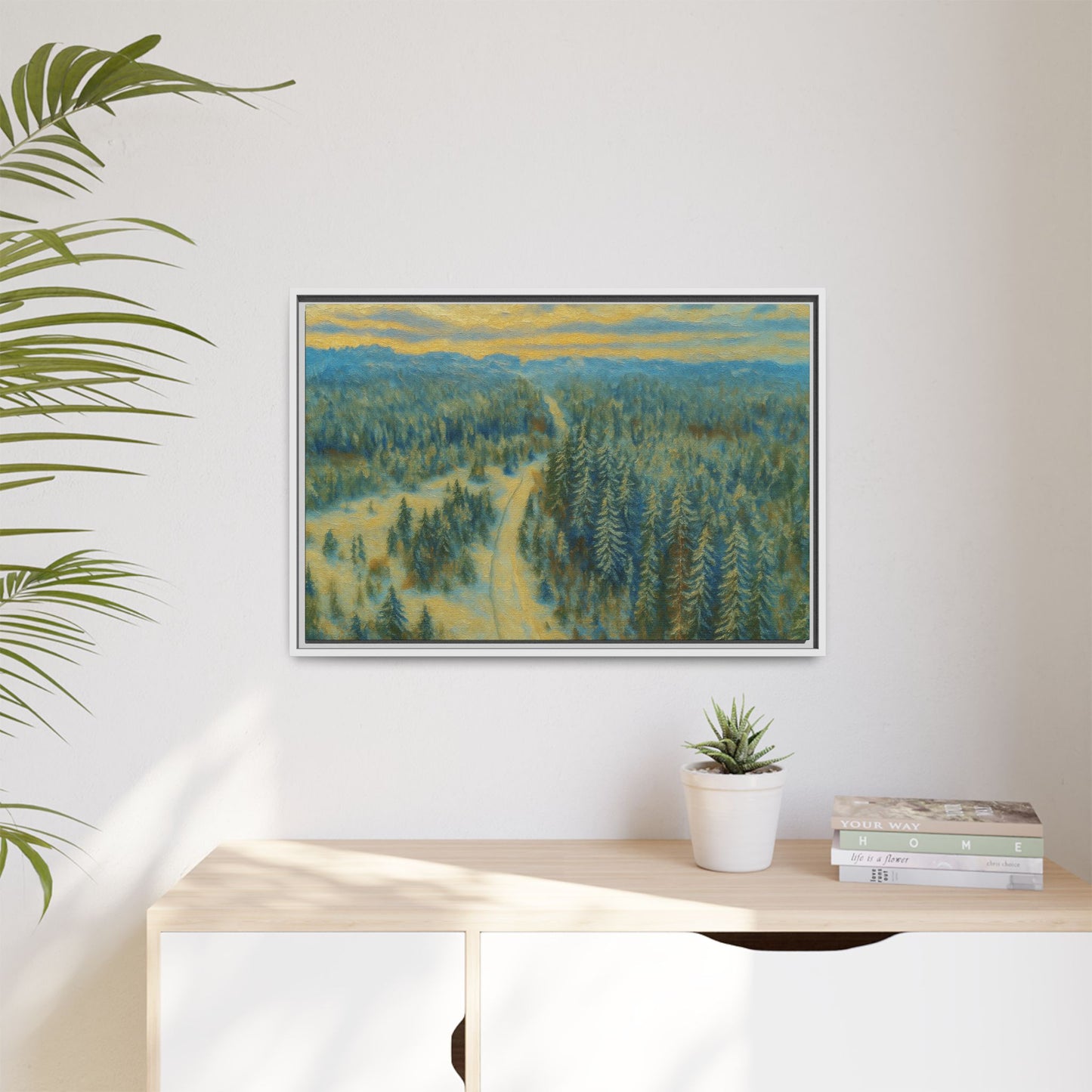 Framed Matte Canvas Art Print, Tranquil Forest Landscape, Home Decor for Nature Lovers, Wall Art for Living Room, Gift for Art Enthusiasts - TRV