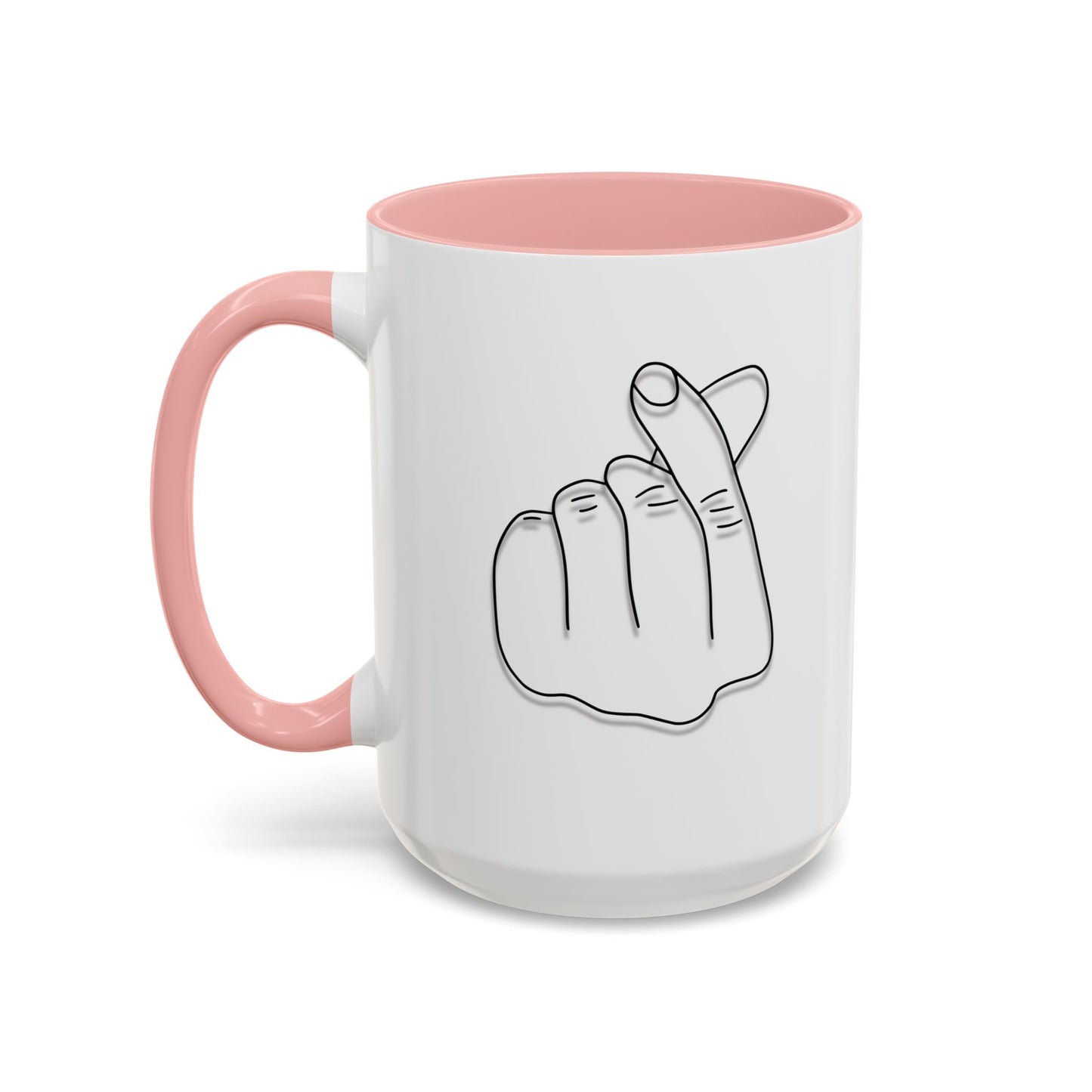 K-Pop Accent Mug - Love Gesture Design (11oz, 15oz), Korean Pop Coffee Cup, K-Pop Lover Gift, Cute Drinkware, Unique Mug