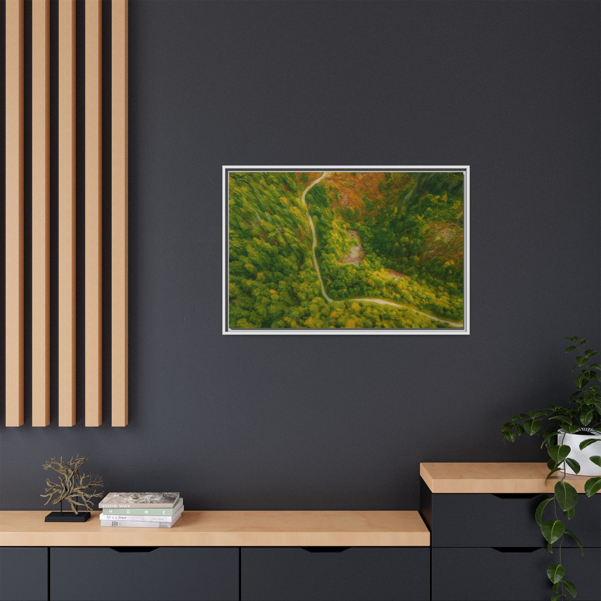 Framed Nature Canvas Art Print, Vibrant Forest Wall Decor, Abstract Landscape Artwork, Home Decoration, Gift for Nature Lovers - TRV