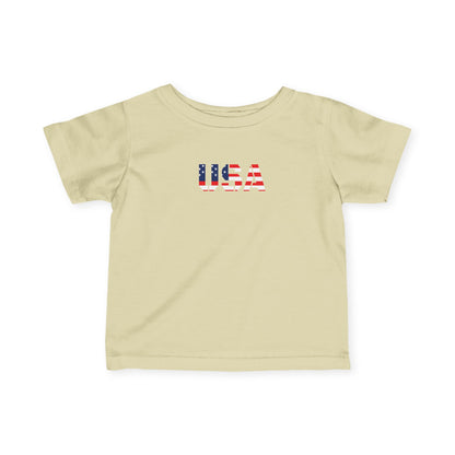 USA Infant Fine Jersey Tee - Cute Baby Shirt, Toddler Clothing, American Flag Tee, Baby Shower Gift, 4th of July Outfit