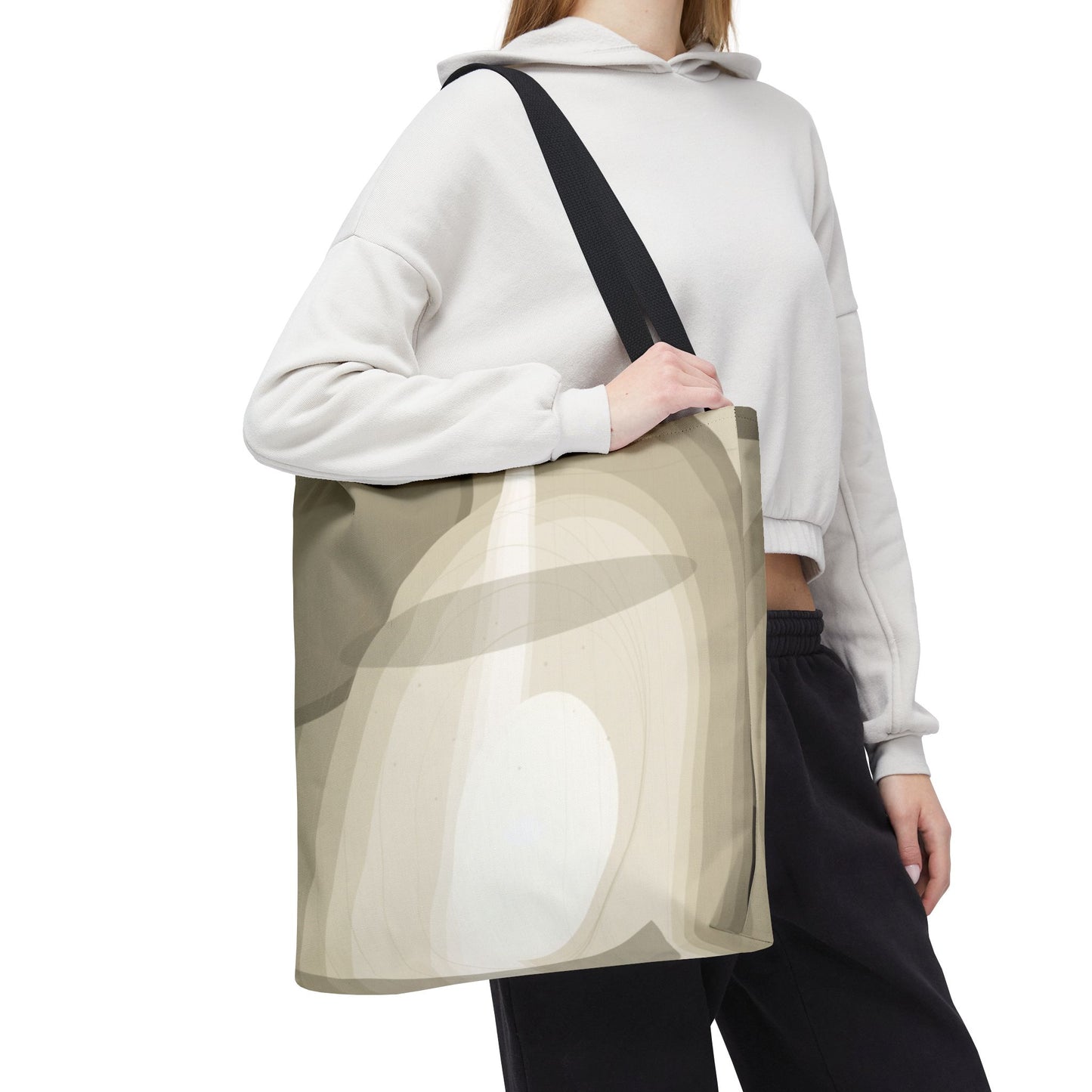 Neutral Abstract Light Beam Tote Bag | Minimalist Geometric Pattern
