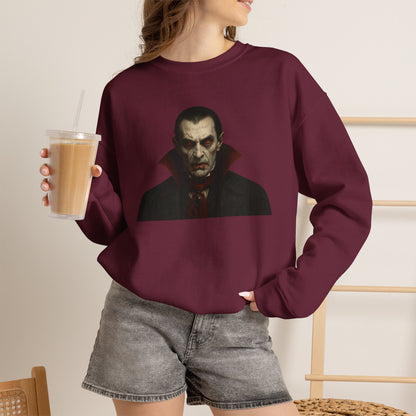 Gothic Horror Sweatshirt, Cozy Vampire Sweatshirt, Spooky Apparel, Halloween Costume Top, Unisex Halloween Sweatshirt