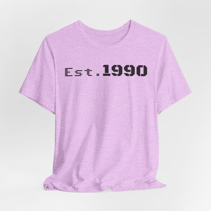 Unisex Est. 1990 Nostalgic Jersey Tee - Perfect Gift, Vintage Style, Retro Fashion, Birthday Celebration, Casual Wear - TRV
