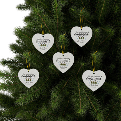 Our First Christmas Engaged heart ornament | Ceramic Christmas ornament - TRV