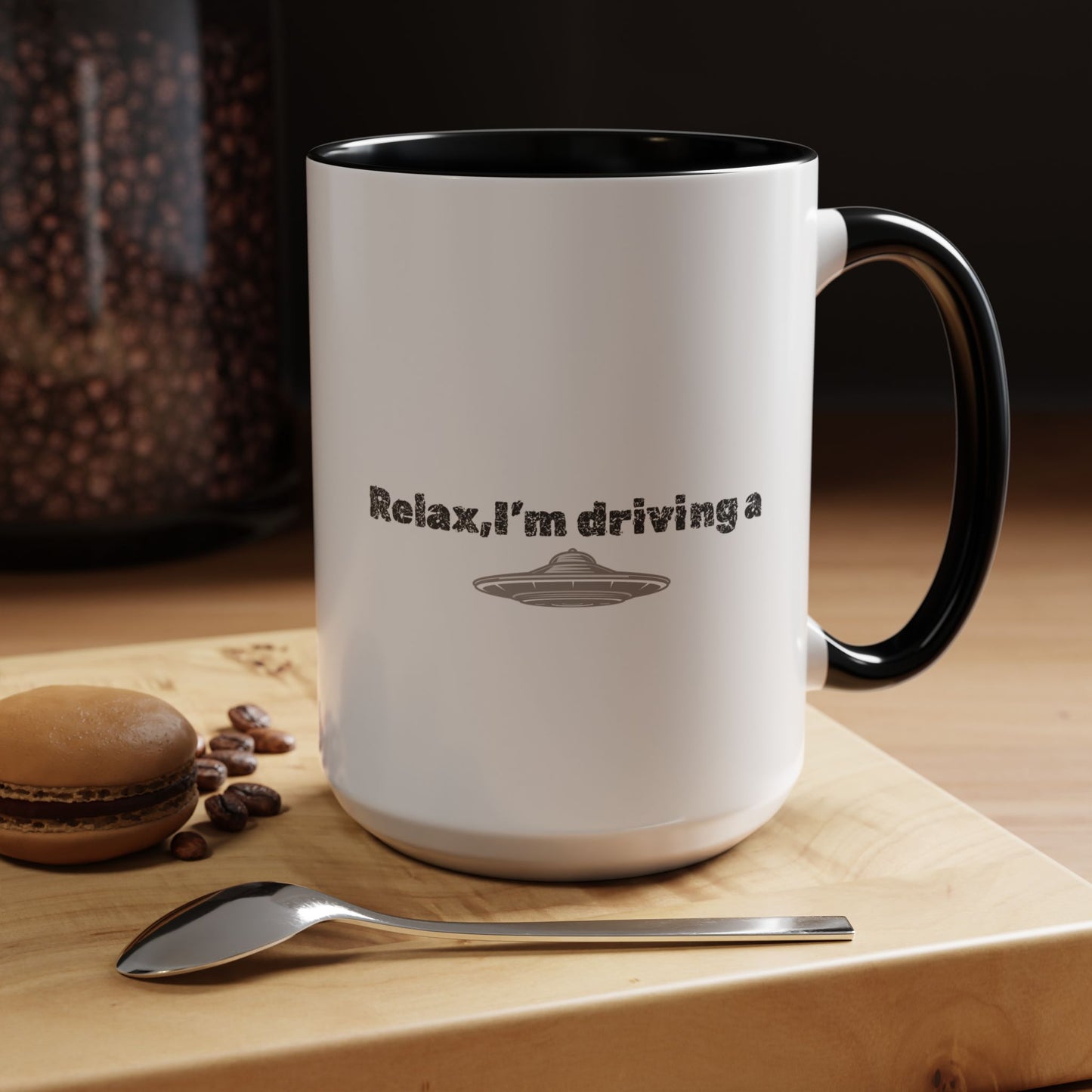 Coffee Mug — “Relax, I’m Driving” UFO Accent Ceramic Mug (11/15 oz)