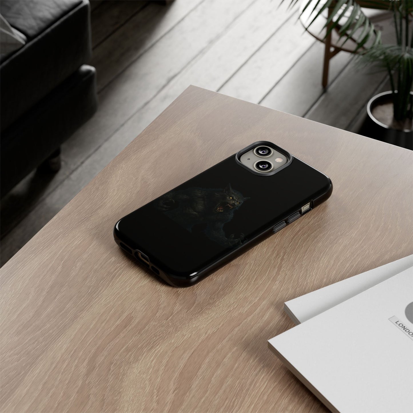 Werewolf Phone Case, Tough Cases, Black Panther Design, Gift for Animal Lovers, Phone Accessories, Fierce Phone Protection - TRV