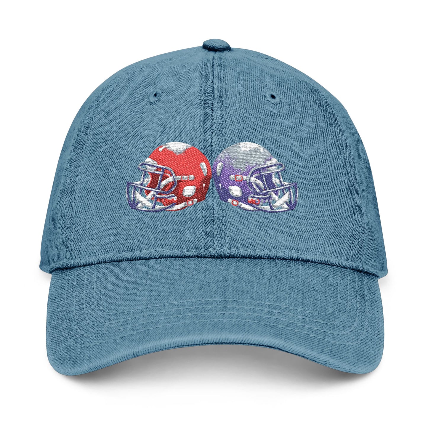 Football-Themed Denim Hat with Embroidery, Perfect Gift for Sports Lovers, Casual Wear, Game Day Accessories, Embroidered Cap