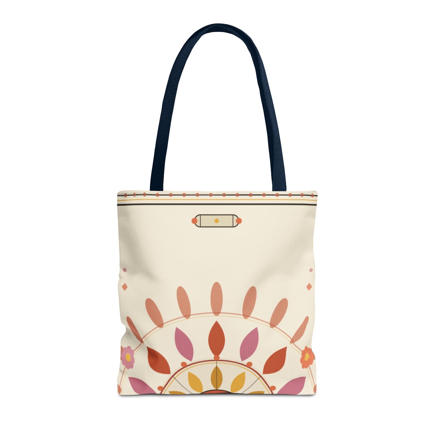 Boho Floral Mandala Tote Bag | Pastel Sunburst Pattern