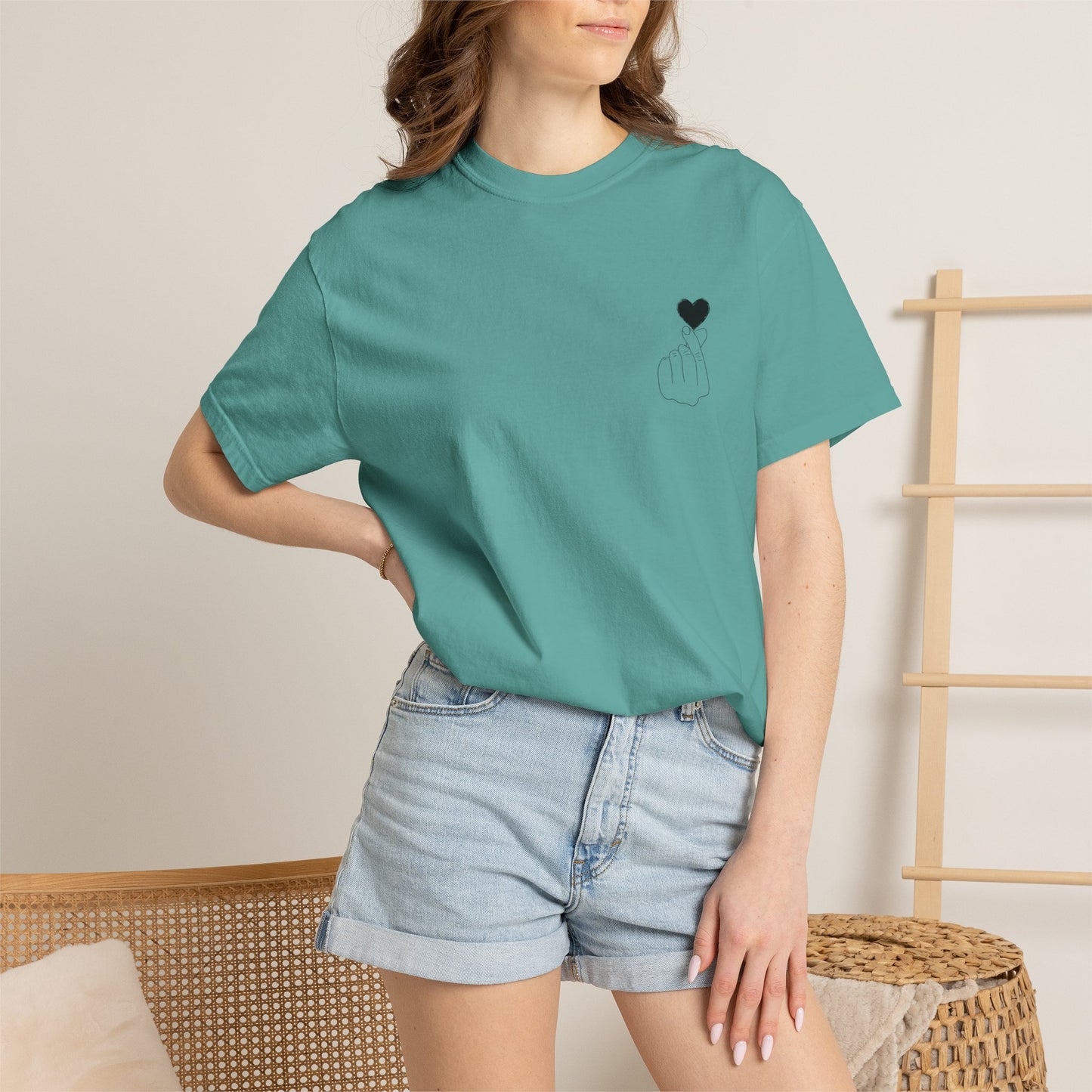 Unisex Garment-Dyed T-Shirt with Heart Design | Casual Trendy Wear for All Occasions