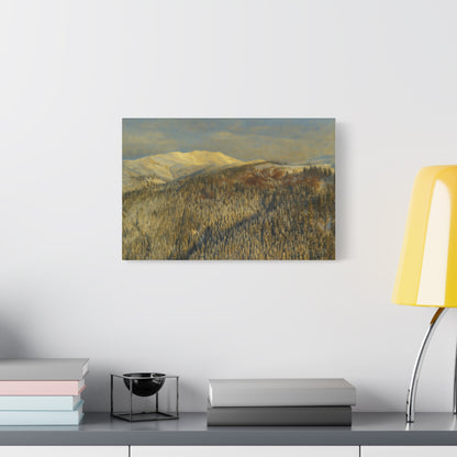Mountain Serenity Stretched Canvas Art, Winter Landscape Wall Decor, Nature Print for Home, Gift for Nature Lovers, Cozy Interior Accent