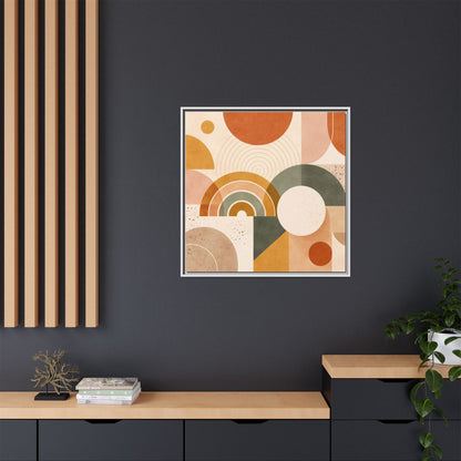 Abstract Terracotta Geometric Rainbow Matte Canvas Framed