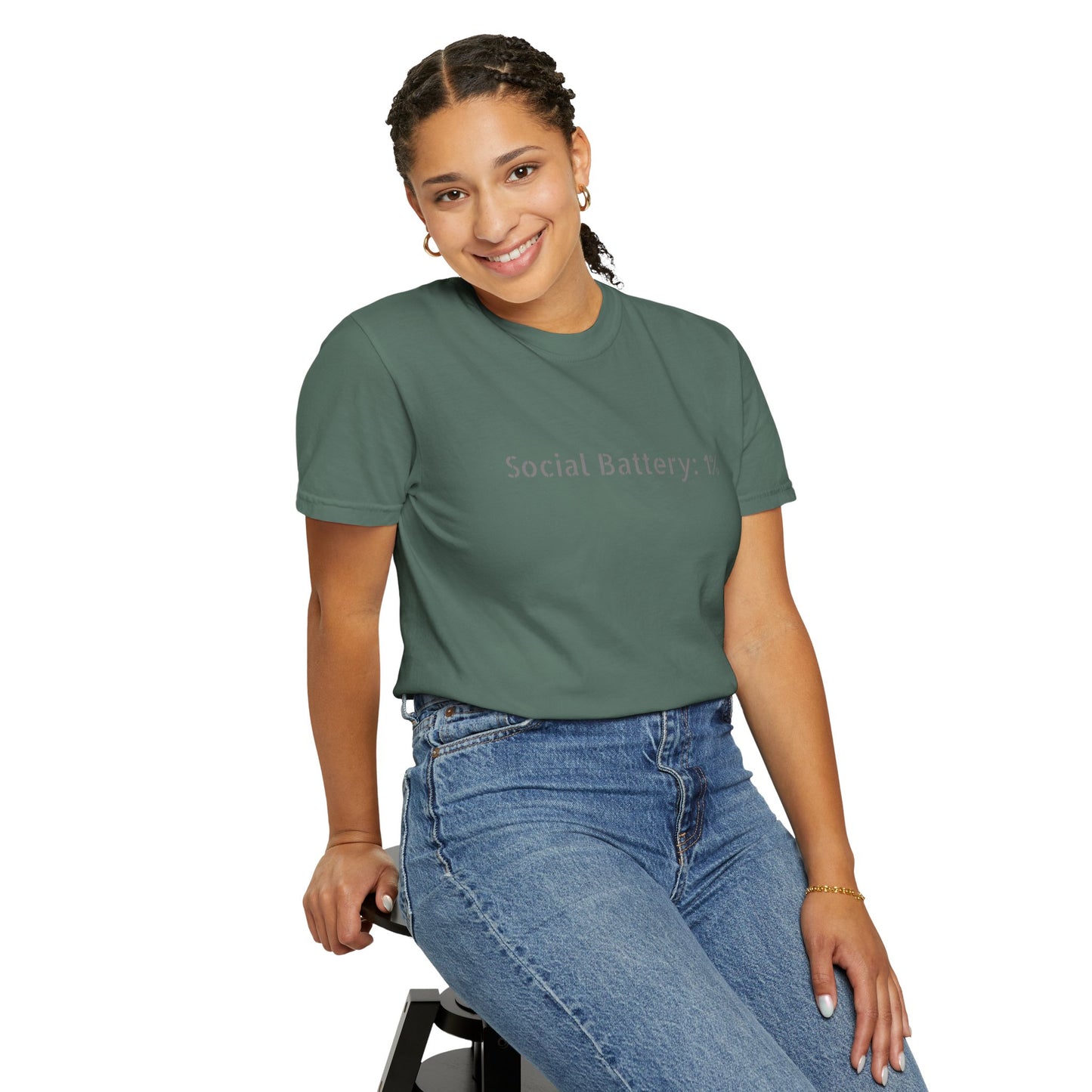 Social Battery 1% T-shirt | Introvert Funny Text Tee