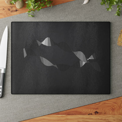 Abstract Geometric Fish Glass Cutting Board | Modern Kitchen Décor