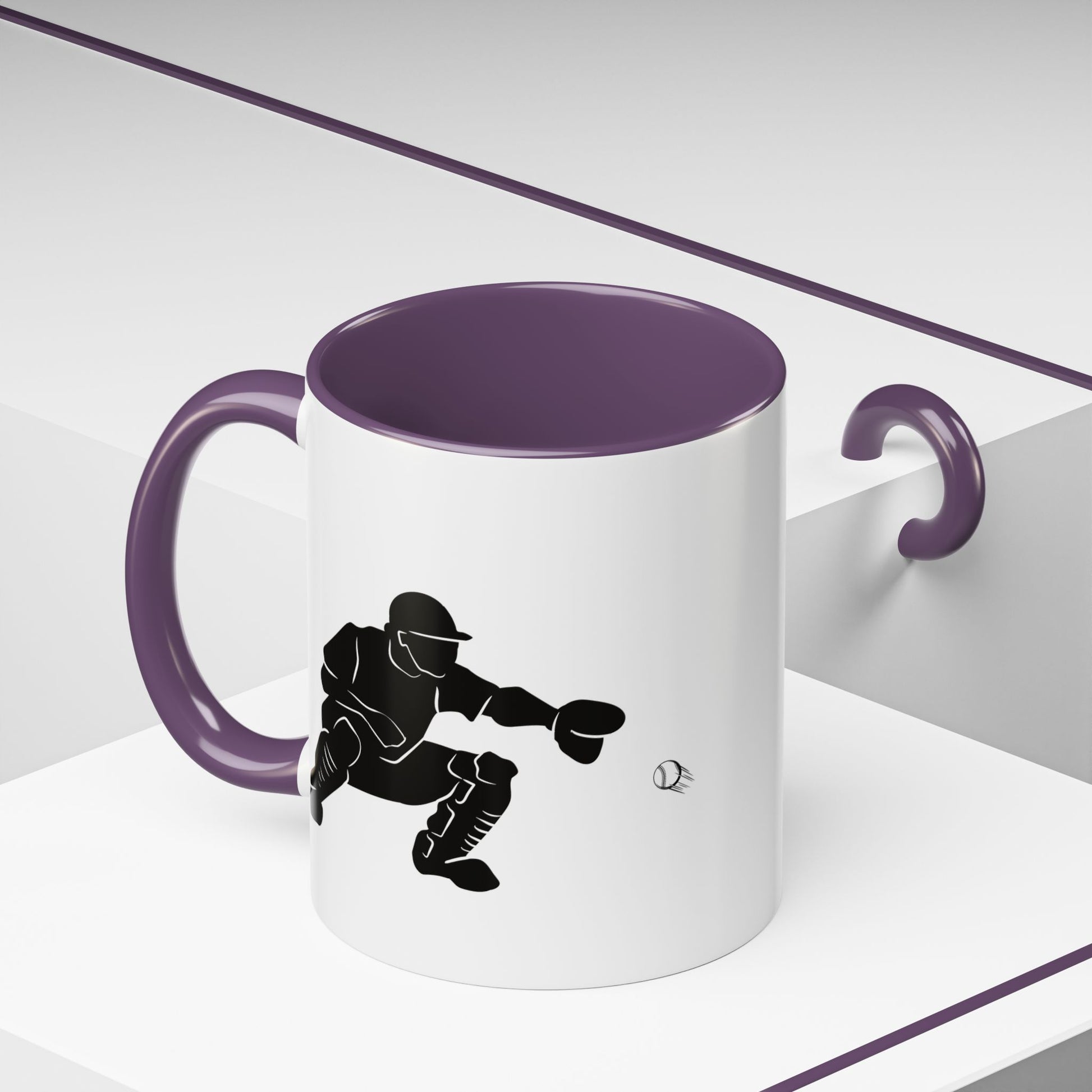 Baseball Catcher Coffee Mug, Sports Gift for Coaches, Black Accent Mug for Fans, Perfect for Birthdays & Celebrations, Unique Cup - TRV