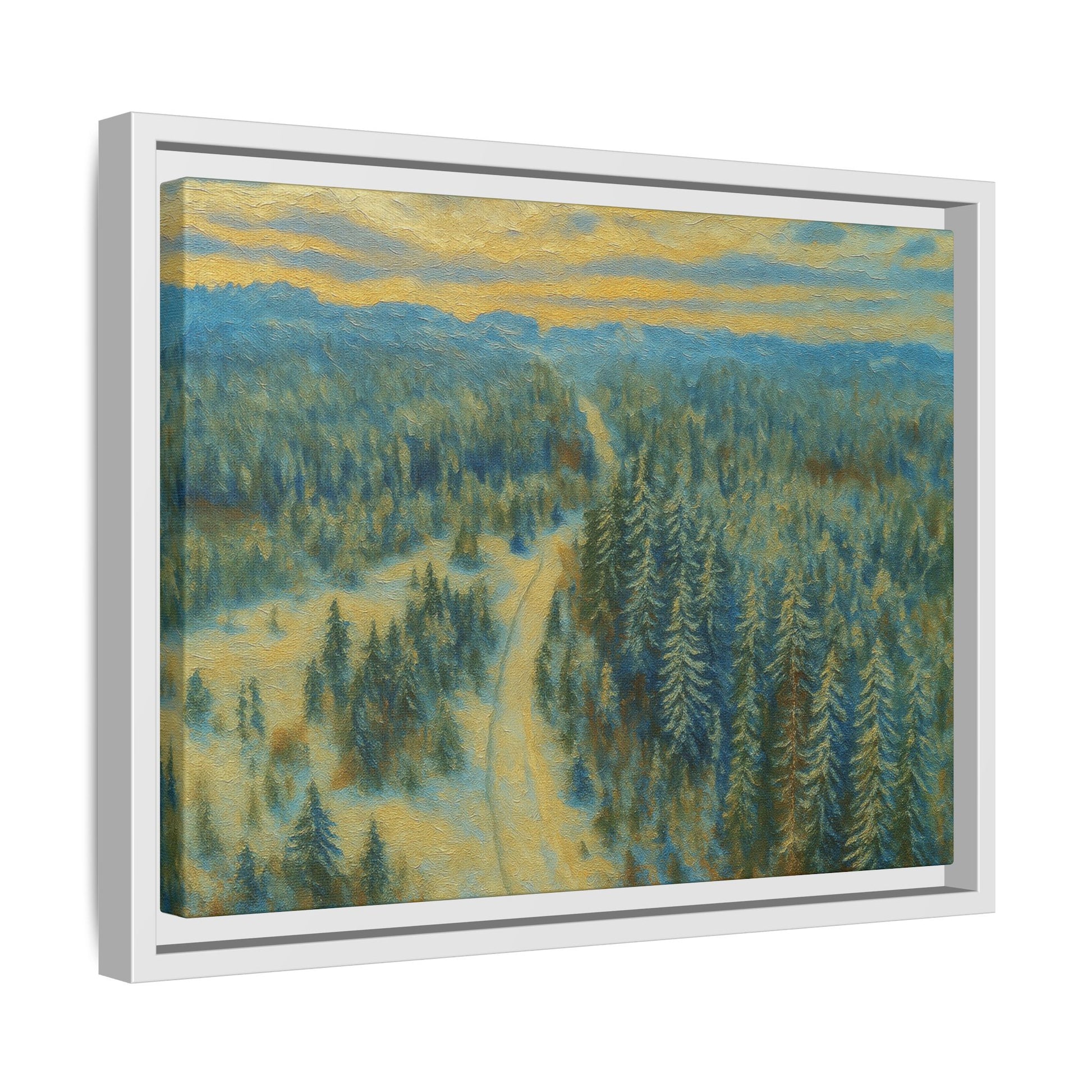 Framed Matte Canvas Art Print, Tranquil Forest Landscape, Home Decor for Nature Lovers, Wall Art for Living Room, Gift for Art Enthusiasts - TRV