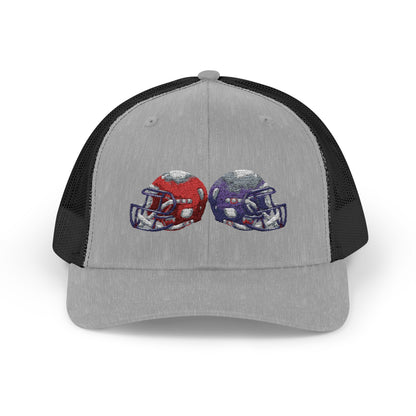 Sporty Snapback Trucker Cap with Football Helmets, Baseball Cap, Outdoor Activity Hat, Gift for Sports Fans, Team Spirit Wear - TRV