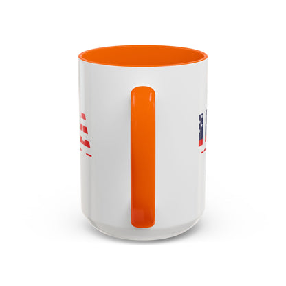 USA Flag Accent Coffee Mug — Patriotic 11/15oz Ceramic Coffee Cup