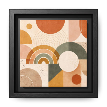 Abstract Terracotta Geometric Rainbow Matte Canvas Framed