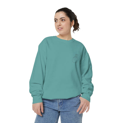 Minimalist Peace Hand Sweatshirt — Small Chest Line Art Crewneck