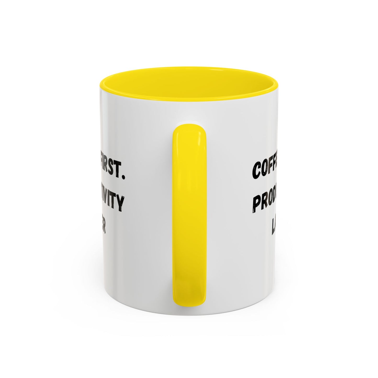 Coffee First Productivity Later Mug - Fun Office Gift, Motivational Coffee Cup, Black Handle Mug, Home Office Decor, Thoughtful Gift